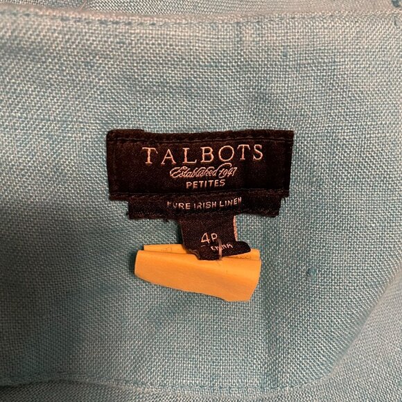 Talbots Pure Irish Linen Turquoise Dress With Embroidered Neckline Size 4P - Picture 5 of 5